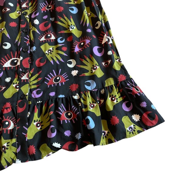 Nooworks Olive Dress Long Sleeve Button-Down Maxi Length Witchy Ways Size Large - Picture 5 of 13